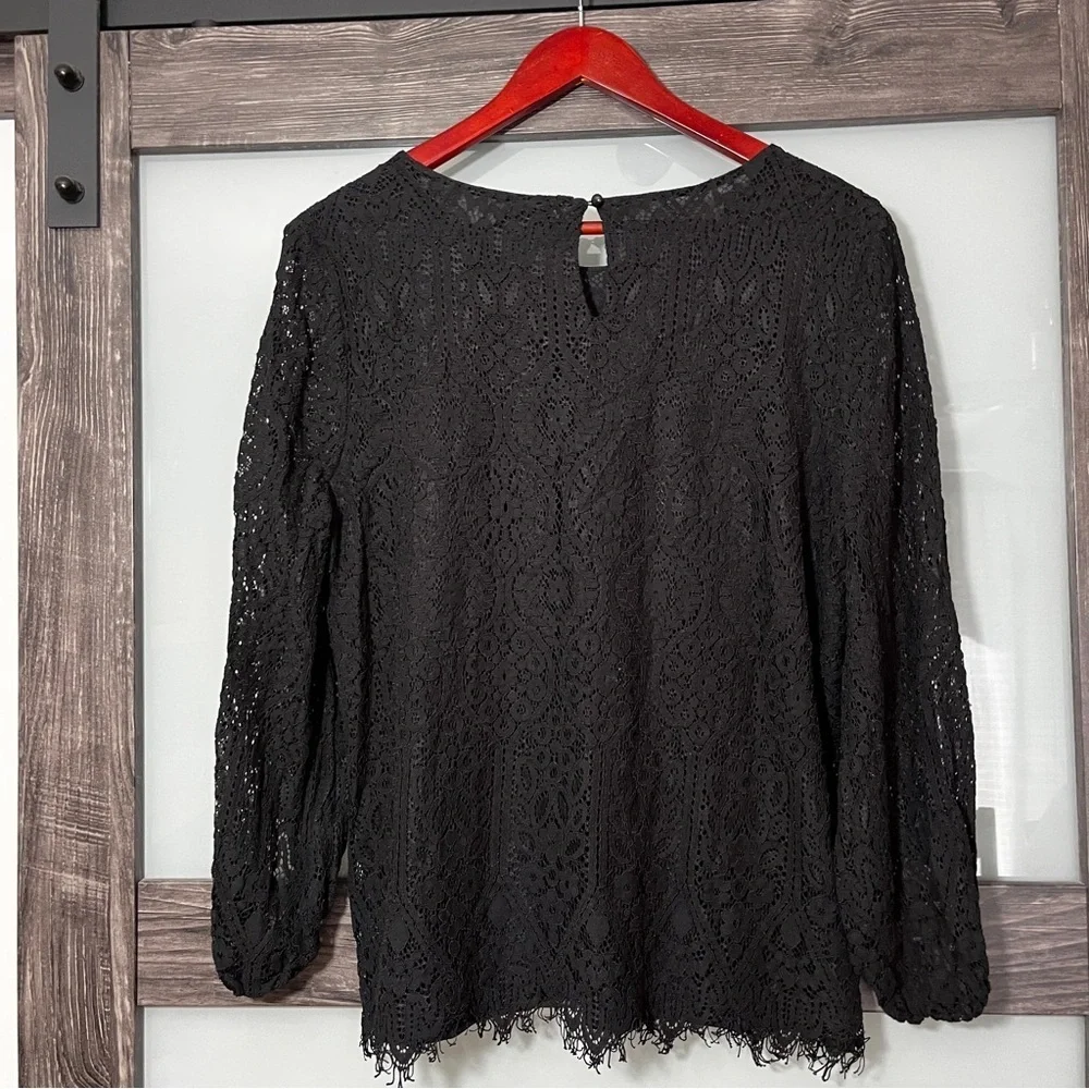 Witchy Whimsigoth Worthington Black Lace Blouse Women's XL Vamp - Picture 4 of 8